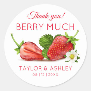 Sticker Rond Fraise Merci