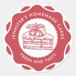 Sticker Rond Fraise moderne Rouge pâtisseries maison boulangeri