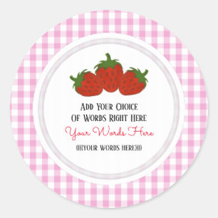 Sticker Rond Fraise personnalisée et Gingham