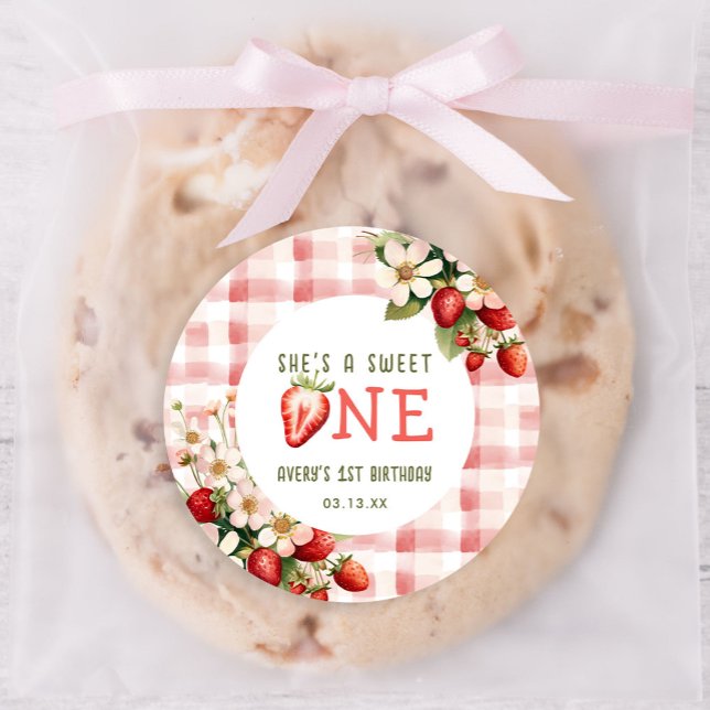Sticker Rond Fraise première fête d'anniversaire Berry (Créateur téléchargé)