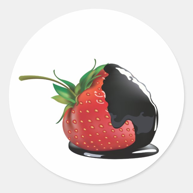 Sticker Rond Fraise recouverte de chocolat (Devant)