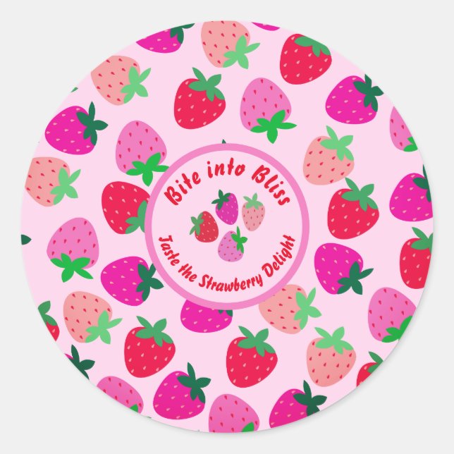 Sticker Rond fraise rose champ été boulangerie nature fruit (Devant)