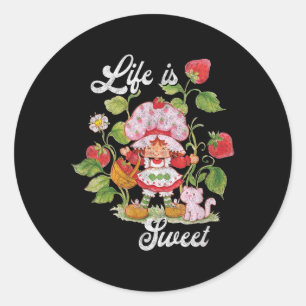 Sticker Rond Fraise Shortcake Life is Sweet Vintage Berry G