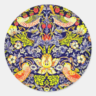 Sticker Rond Fraise Thief Oiseaux William Morris