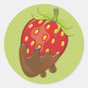 Sticker Rond Fraise trempée dans le chocolat