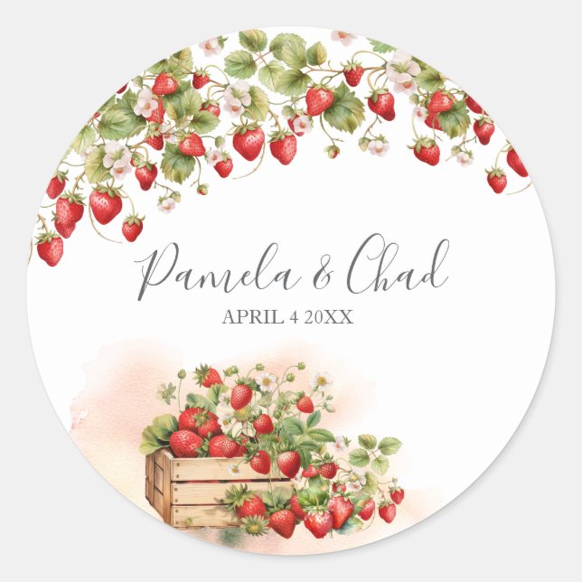 Sticker Rond Fraises d'aquarelle (Devant)