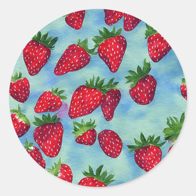 Sticker Rond Fraises d'aquarelle (Devant)