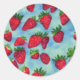 Sticker Rond Fraises d'aquarelle