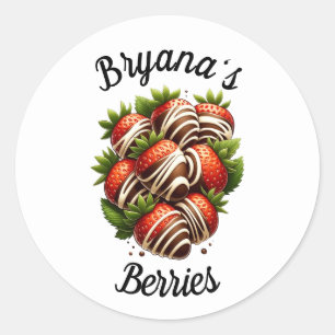 Sticker Rond Fraises de chocolat Dessert de fraises sur mesure
