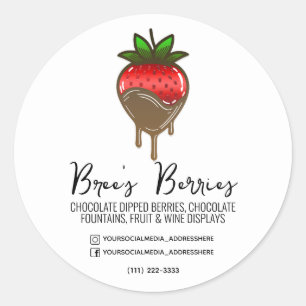 Sticker Rond Fraises Dipped recouvertes de chocolat Baies