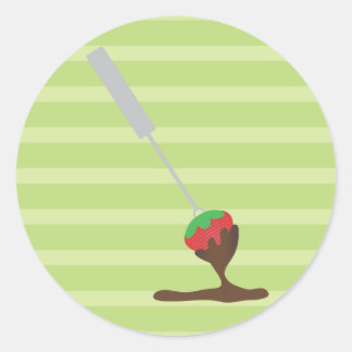 Sticker Rond Fraises et fondue au chocolat