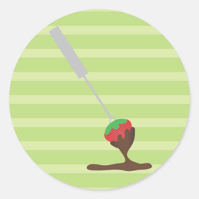 Sticker Rond Fraises et fondue au chocolat (Devant)