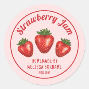 Sticker Rond Fraises Rouges Sur Confiture De Fraises Maison Ros