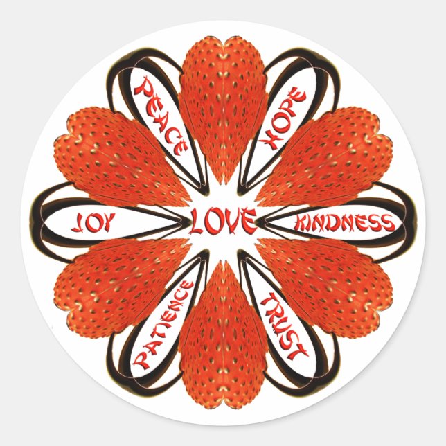 Sticker Rond Fraises stylisées (Devant)