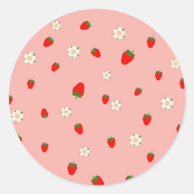 Sticker Rond Fraisier et motif floral (Devant)