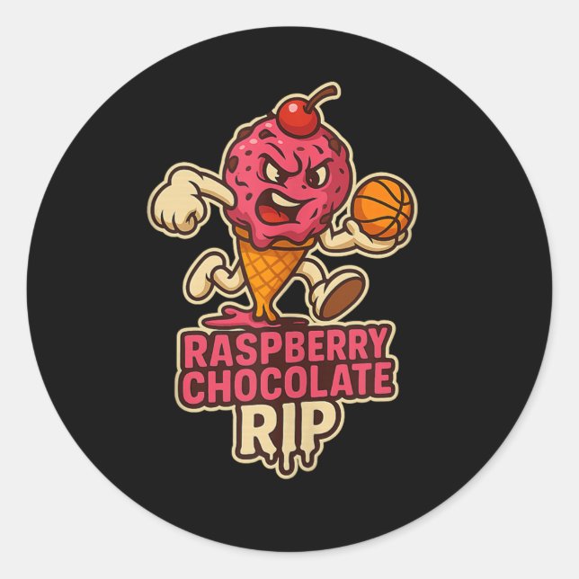 Sticker Rond Framboise Chocolat Rip Swish N Plat Basketball Ta (Devant)