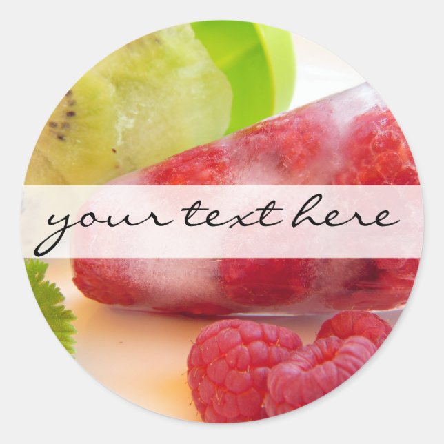 Sticker Rond framboise fraîche de kiwi fruité de glace lollipop (Devant)