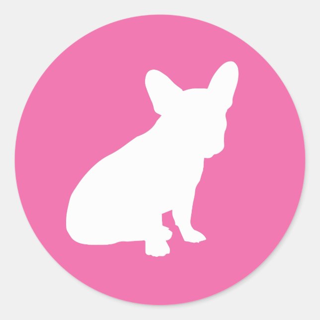 Sticker Rond Français Baby shower Buldog Français Rose (Devant)