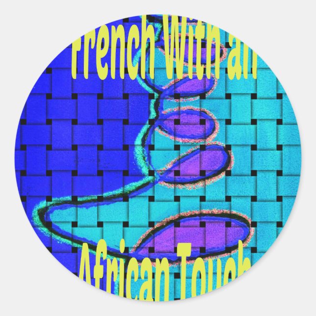 Sticker Rond Français Bleu Africain Tissé Abstrait violet forme (Devant)