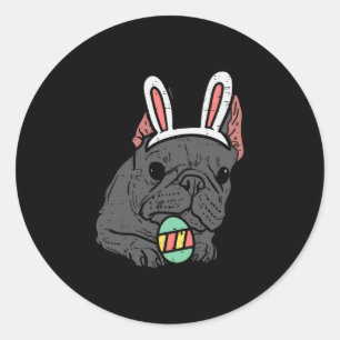 Sticker Rond Français Buldog Bunny mignon Français Chien Hommes
