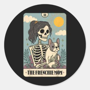 Sticker Rond Français Bulldog mignon Français Chien maman Tarot