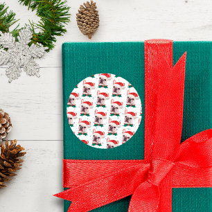 Sticker Rond Français Chien de Noël race Chien de Noël Motif