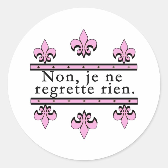 Sticker Rond Français No Regrets Produits (Devant)