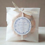 Sticker Rond Française Bleue Botanique Wreath Wedding Favor<br><div class="desc">Elégant style botanique vintage français Blue Wreath,  mariage merci pour l'autocollant.</div>