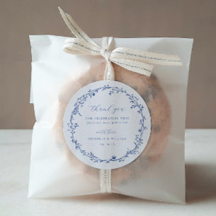 Sticker Rond Française Bleue Botanique Wreath Wedding Favor