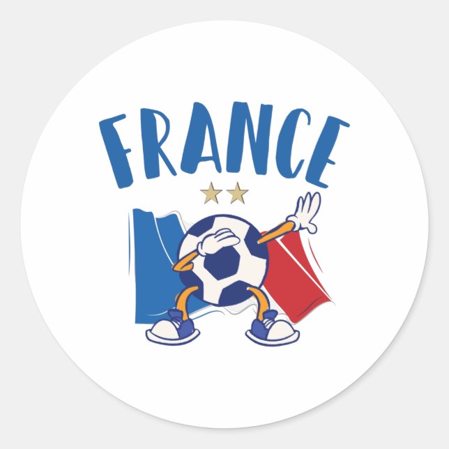 Sticker Rond France Dabbing Soccer Ball Flag 2 stars (Devant)