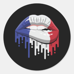 Sticker Rond France lèvres drapeau de la racine de fierté