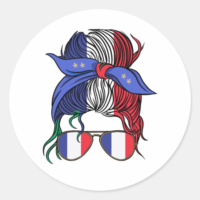 Sticker Rond France pimentée avec le drapeau français (Devant)