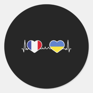 Sticker Rond France Ukraine Cœur Amour Cœur Ligne
