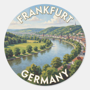 Sticker Rond Francfort Allemagne Collines Vertes Nature  🌿