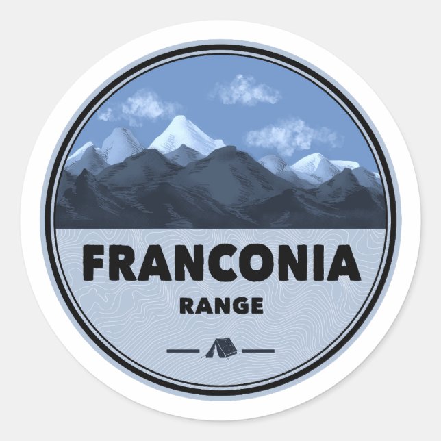 Sticker Rond Franconia Range camping dans le New Hampshire (Devant)