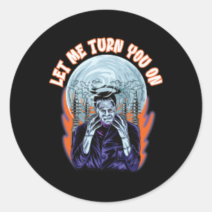Sticker Rond Frankenstein Halloween S Horreur Vintage Funny Hor