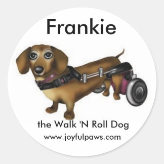 Sticker Rond Frankie Small, Frankie, Walk 'N Roll Dog