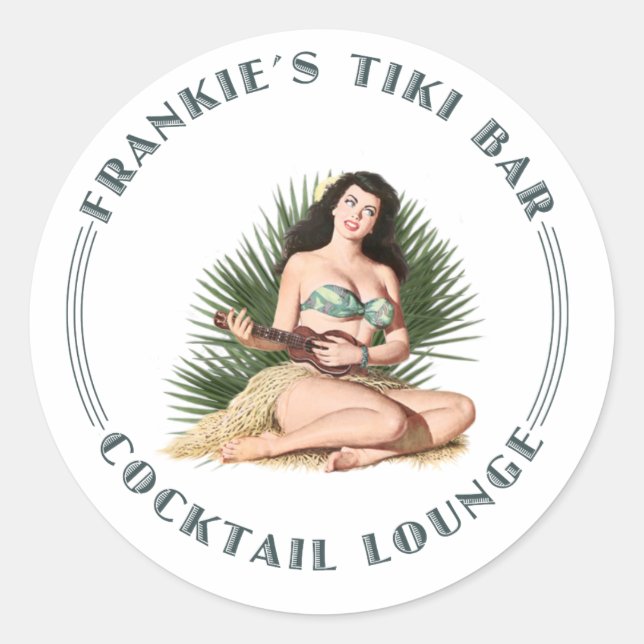 Sticker Rond Frankie Tiki Bar Hula Girl (Devant)