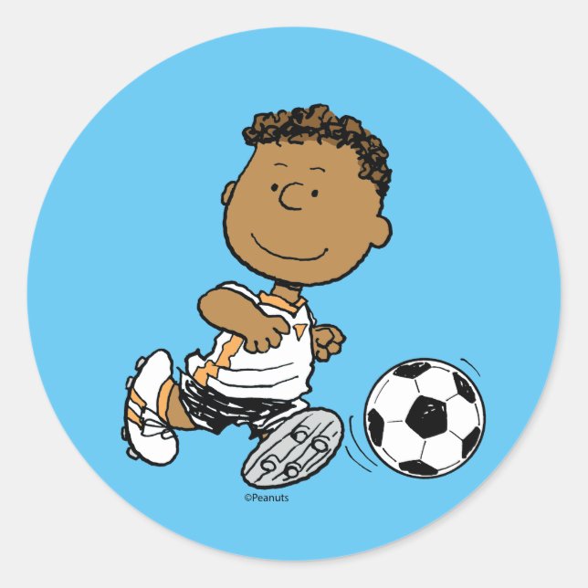 Sticker Rond Franklin Jouer Au Football (Devant)