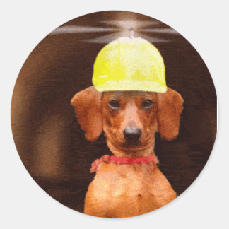 Sticker Rond Franky L'Autocollant Flying Dachshund