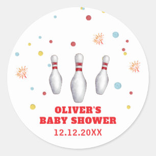 Sticker Rond Frappe Colorée Bowling Sport Baby Shower