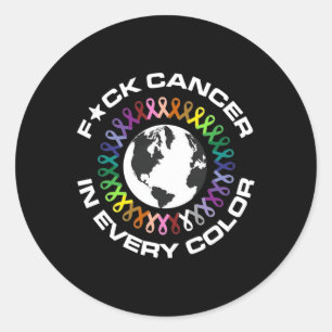 Sticker Rond Frapper Le Cancer Dans Chaque Couleur Journée Mond