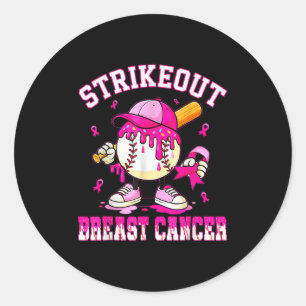 Sticker Rond Frapper le cancer du sein Baseball Drip P