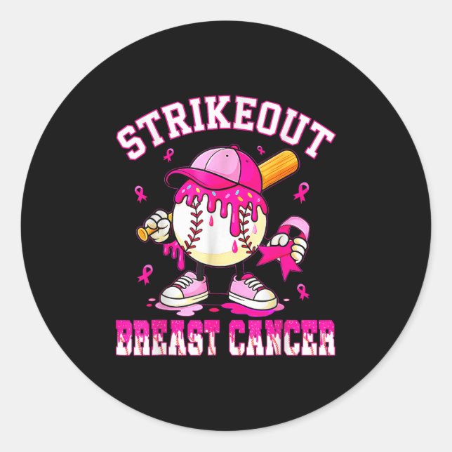 Sticker Rond Frapper le cancer du sein Baseball Drip P (Devant)