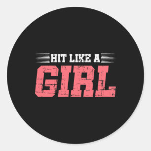 Sticker Rond Frappez comme une fille Cadeau de boxe pour fille