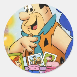Sticker Rond Fred Flintstone Regardez En Miroir