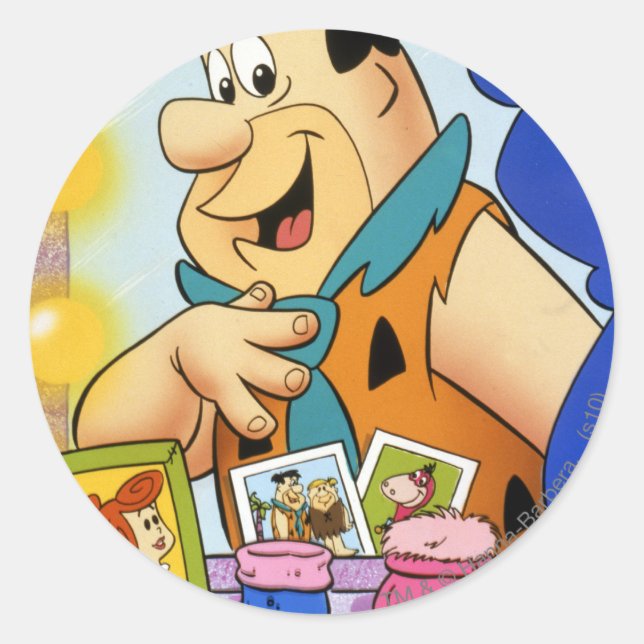 Sticker Rond Fred Flintstone Regardez En Miroir (Devant)