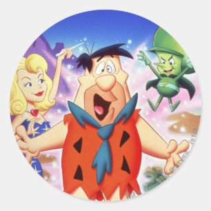 Sticker Rond Fred Flintstone Sous Un Spell