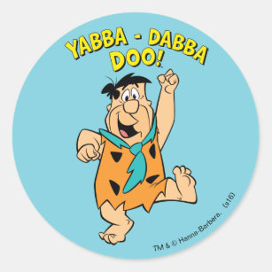 Sticker Rond Fred Flintstone Yabba-Dabba Doo !