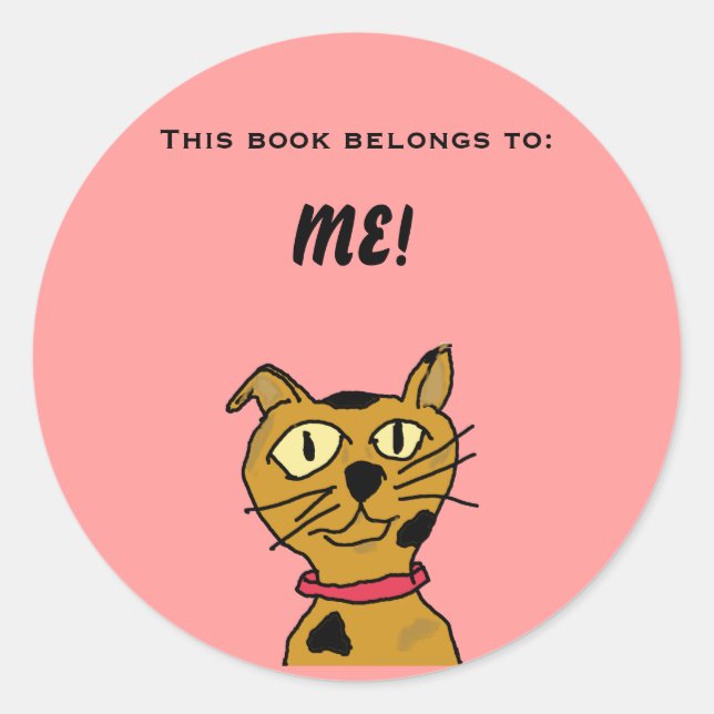 Sticker Rond Fred the Cat livre plaque (Devant)